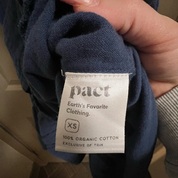 Pact Organic Cotton Coastal Double Gauze Tiered Midi Dress Navy Blue XS - Picture 3 of 6